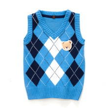 15CSK014 2016 nice winter thick warm argyle vest kid clothing